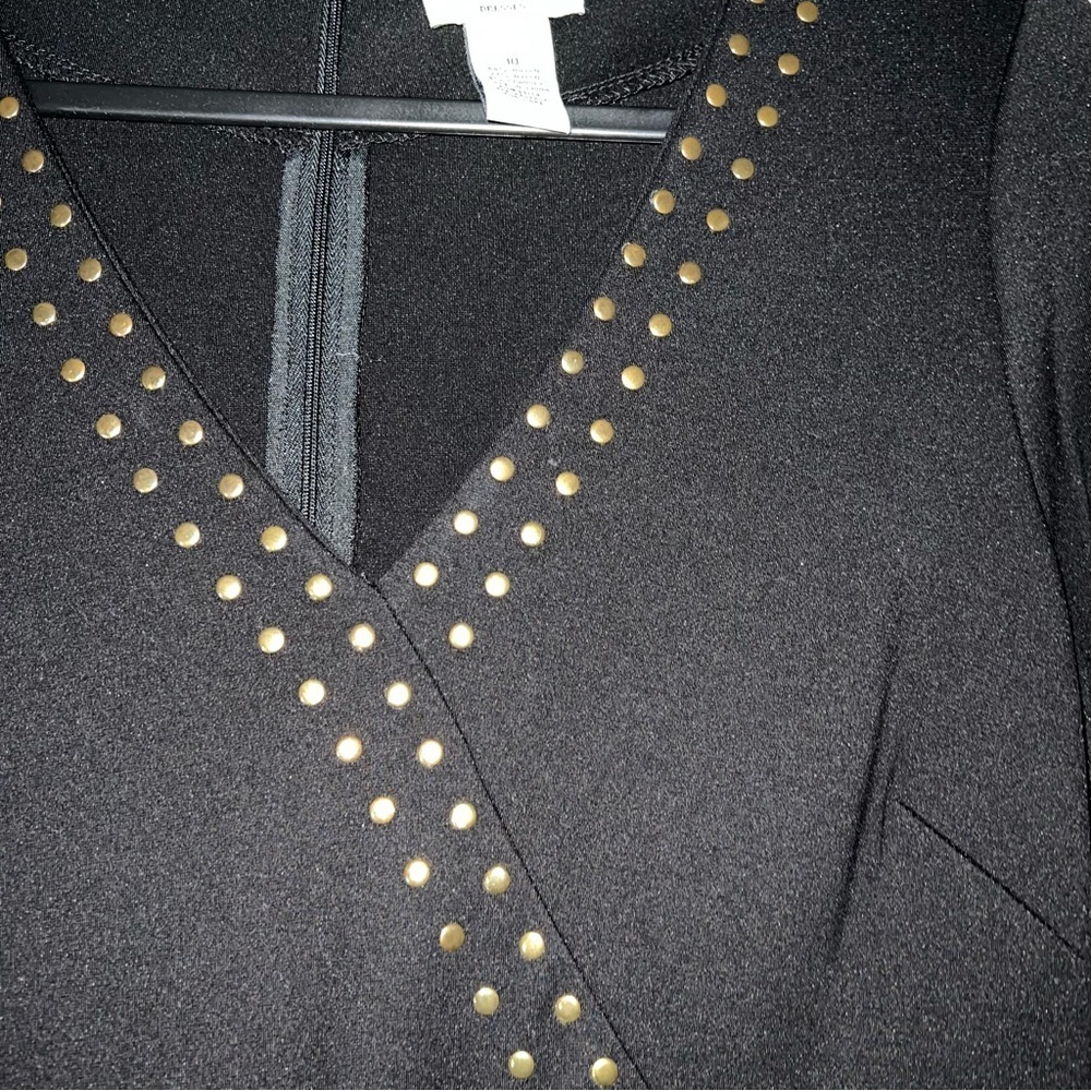 Carmen Marc Valvo Size 10 Black Studded Dress - Picture 5 of 7